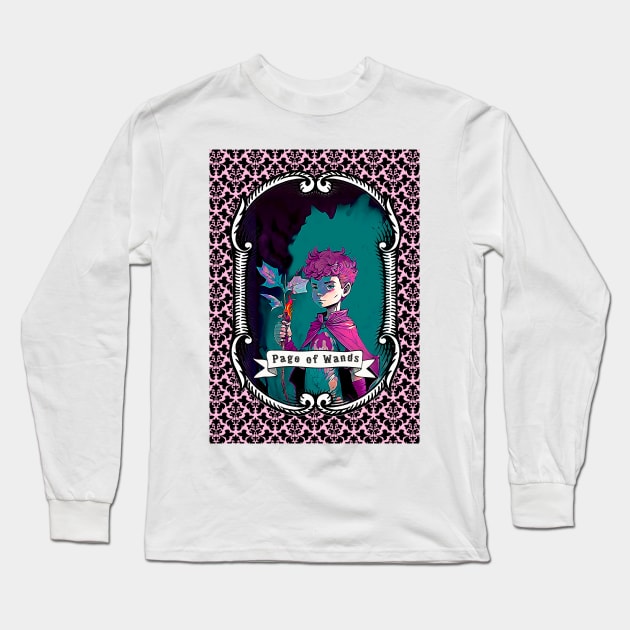 Page of Wands Long Sleeve T-Shirt by JWM Artist